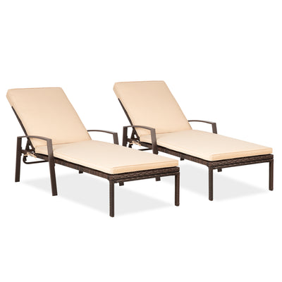 Pamapic solid back chaise lounge chair set