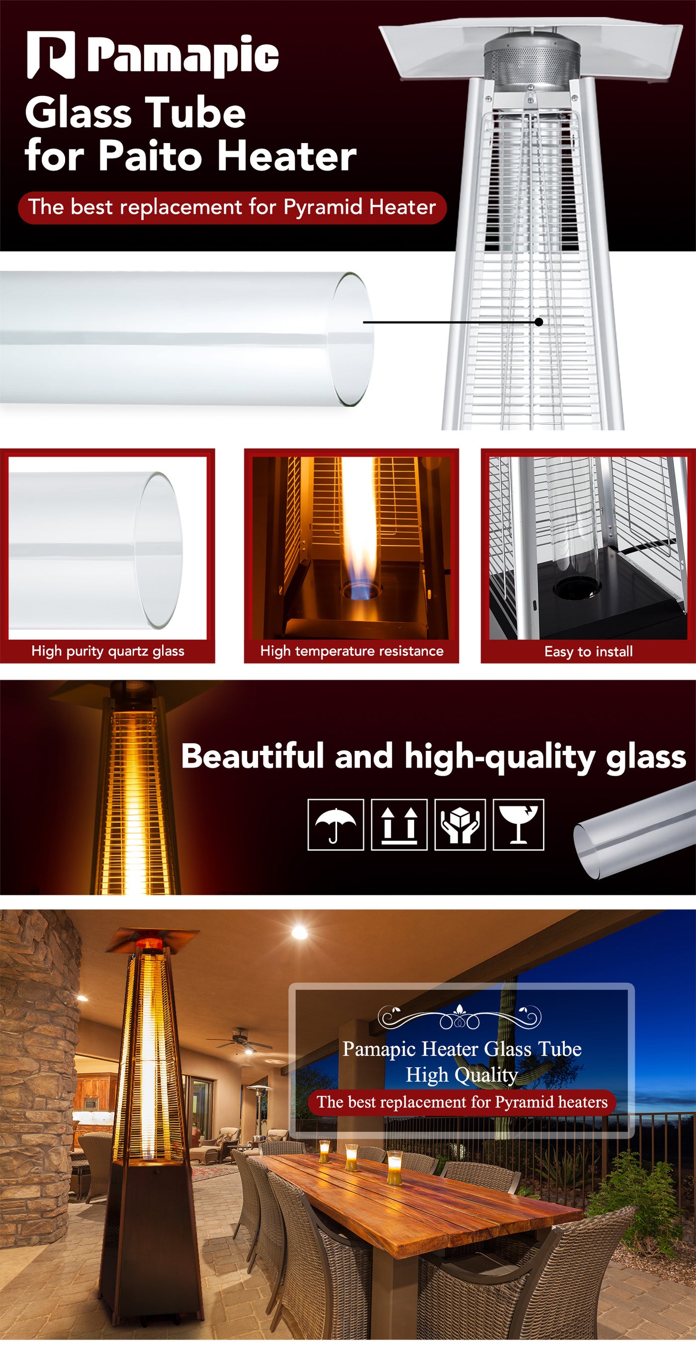 Pamapic Patio Heater Glass Tube Replacement
