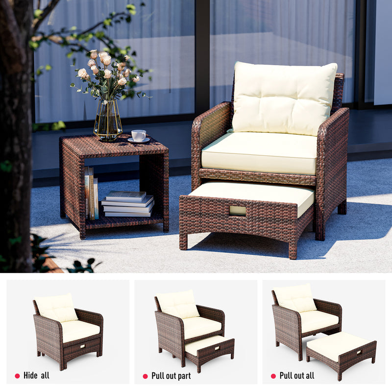 Pamapic Rattan Patio Chairs with Ottoman (5 Pieces)