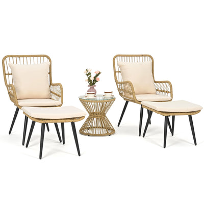 Pamapic Wicker Patio Chairs with Ottoman (5 Pieces)
