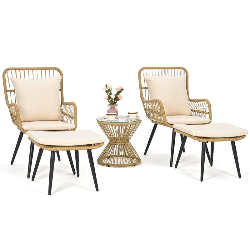 Pamapic Wicker Patio Chairs with Ottoman (5 Pieces)