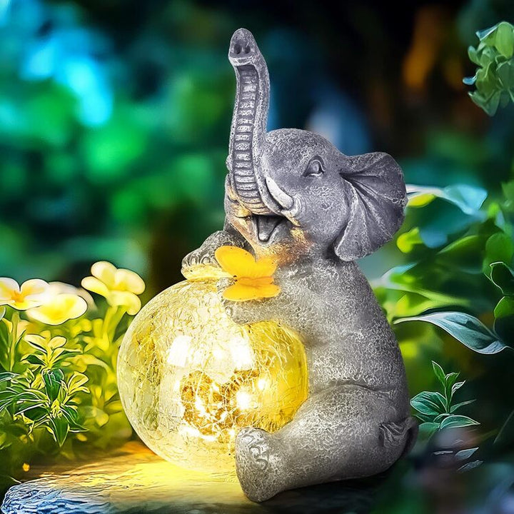 Gigalumi Outdoor Solar Elephant Garden Statue Decor with Glass Globe Light(1 Pack), Excluded from any Promotions
