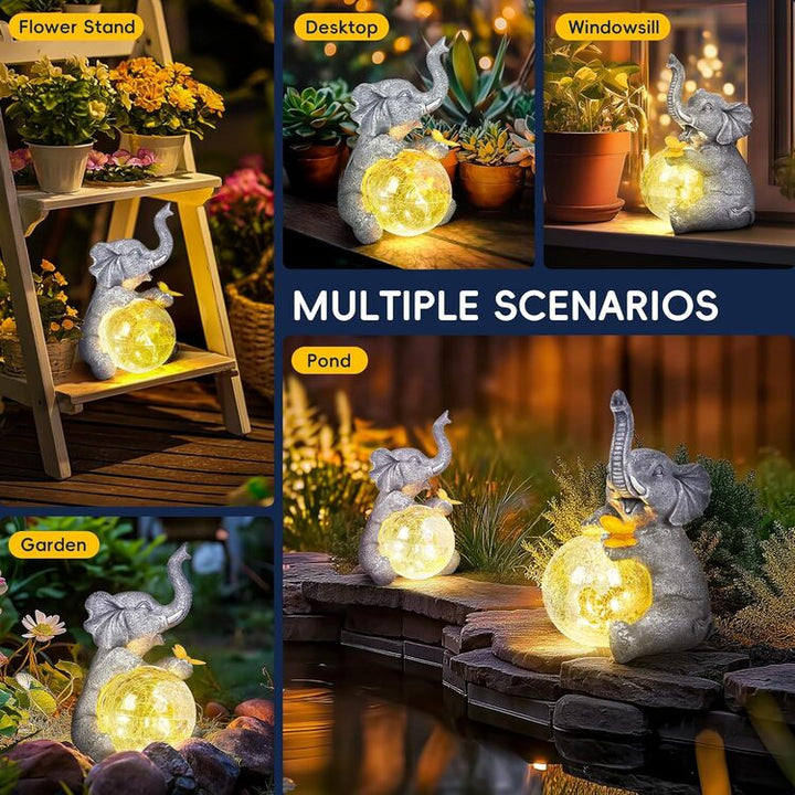 Gigalumi Outdoor Solar Elephant Garden Statue Decor with Glass Globe Light(1 Pack), Excluded from any Promotions