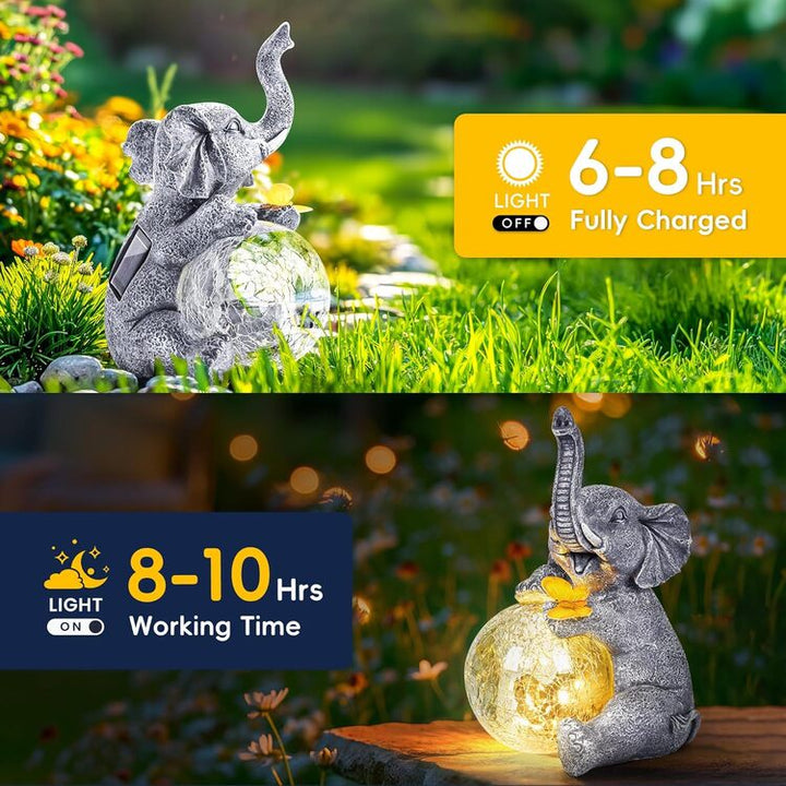 Gigalumi Outdoor Solar Elephant Garden Statue Decor with Glass Globe Light(1 Pack), Excluded from any Promotions