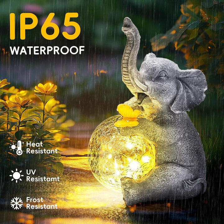 Gigalumi Outdoor Solar Elephant Garden Statue Decor with Glass Globe Light(1 Pack), Excluded from any Promotions