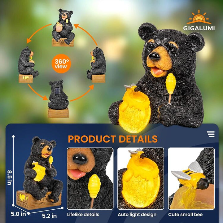 Gigalumi Solar Bear Garden Statue Decor Lights Gift for Mom, Grandma(1 Pack), Excluded from any Promotions