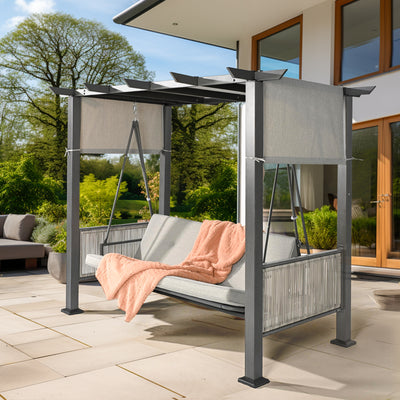 Pamapic patio swing with adjustable curtains
