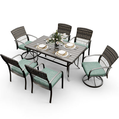 Pamapic dining table with swivel chairs (7 Pieces)
