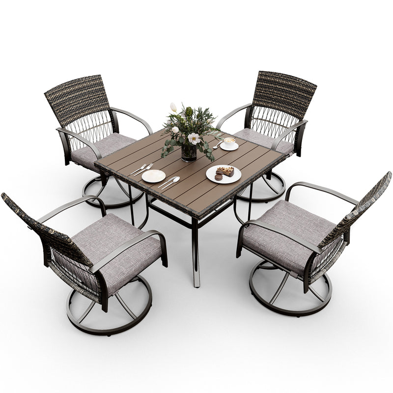 Pamapic textilene dining table with swivel chairs