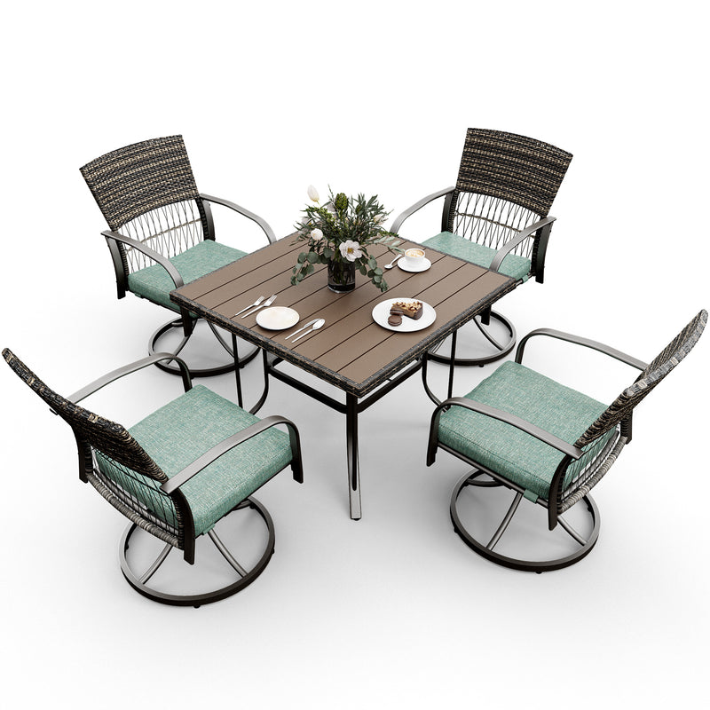 Pamapic outdoor dining table with swivel chairs (5 Pieces)