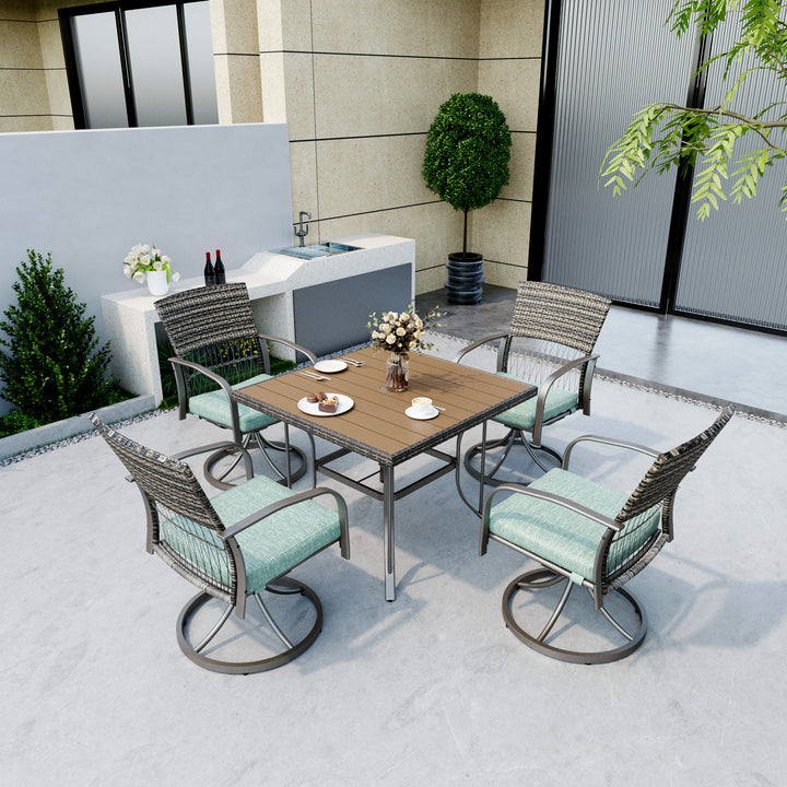 Pamapic Outdoor Dining Table with Swivel Chairs 5 Pieces pamapic