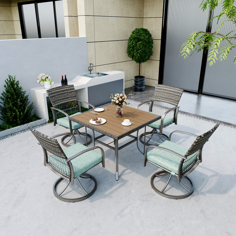 Pamapic Outdoor Dining Table with Swivel Chairs (5 Pieces)