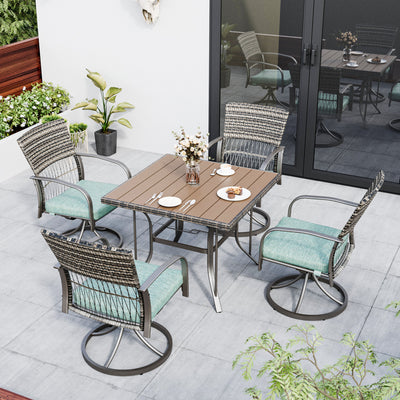 Pamapic Outdoor Dining Table with Swivel Chairs (5 Pieces)