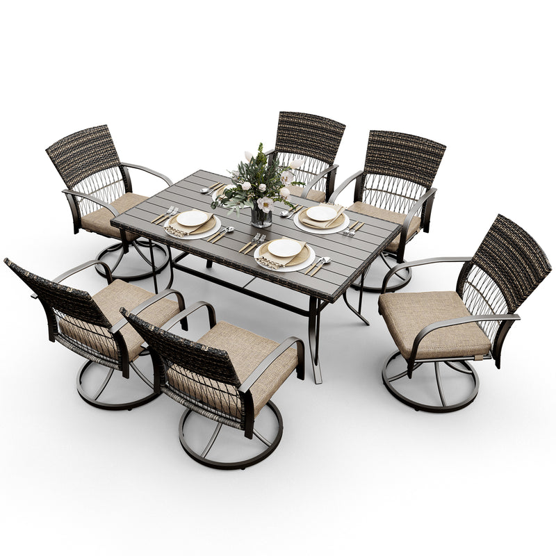 Pamapic Dining Table with Swivel Chairs (7 Pieces)