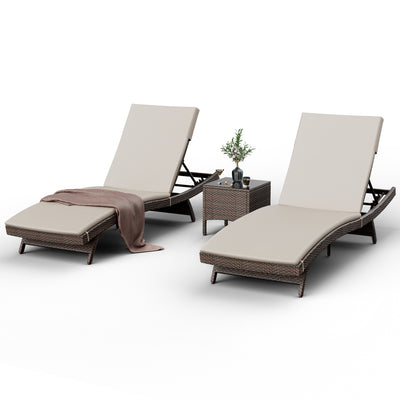 Pamapic rattan chaise lounge chair set