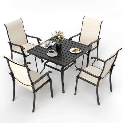 Pamapic textilene table and chairs set for patio (5 Pieces)