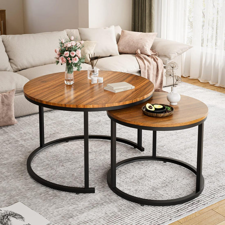 Round Nesting Coffee Table Set of 2