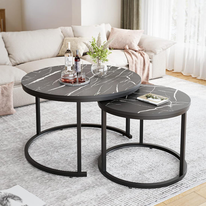 Round Nesting Coffee Table Set of 2