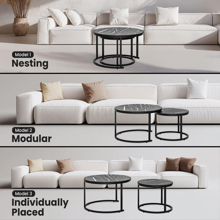 Round Nesting Coffee Table Set of 2