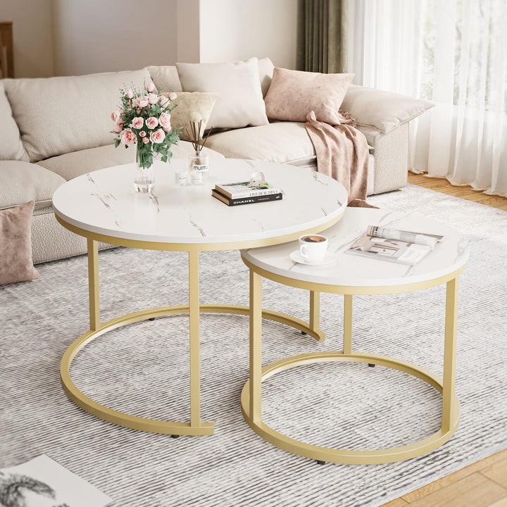 Round Nesting Coffee Table Set of 2