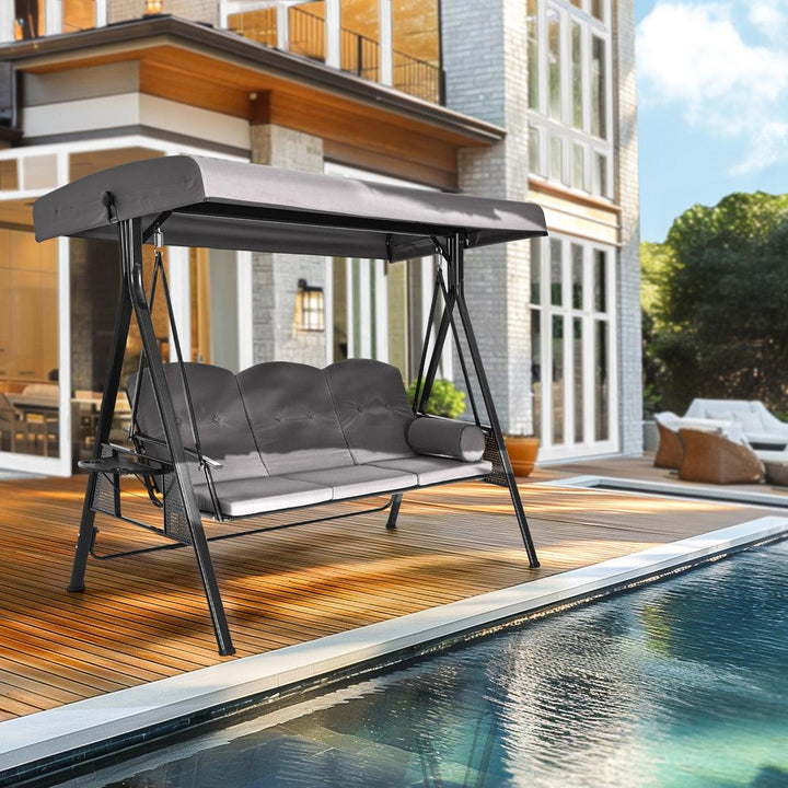 Pamapic Outdoor Swing with Canopy & Cushions