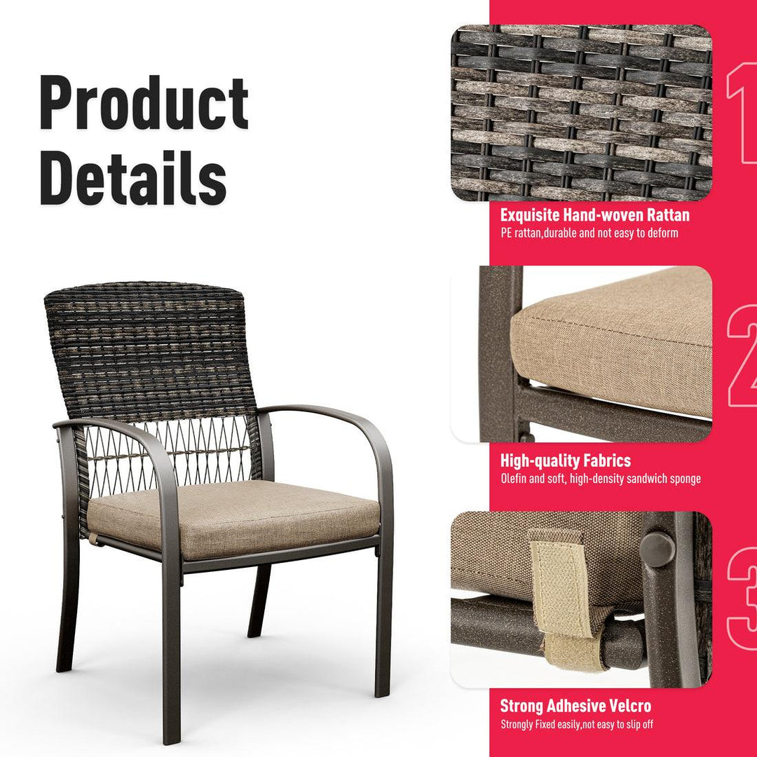 Pamapic Metal Outdoor Dining Sets for 6 with Iron Slats Table Top & Removable Cushion
