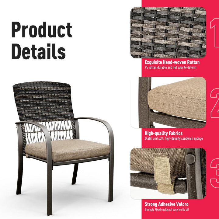 Pamapic Metal Outdoor Dining Sets for 6 with Iron Slats Table Top & Removable Cushion