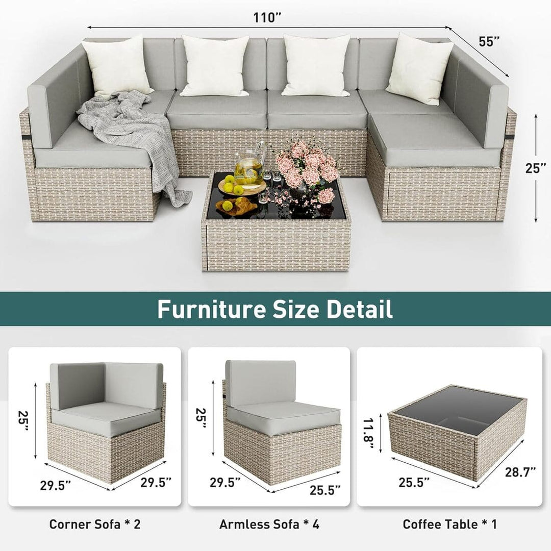Pamapic Rattan Outdoor Sectional Couch Set  (7 Pieces)