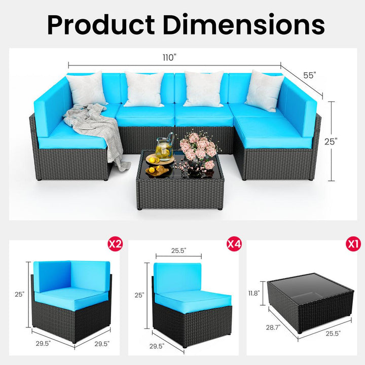 Pamapic Rattan Outdoor Sectional Couch Set  (7 Pieces)