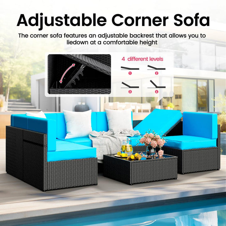 Pamapic Rattan Outdoor Sectional Couch Set  (7 Pieces)