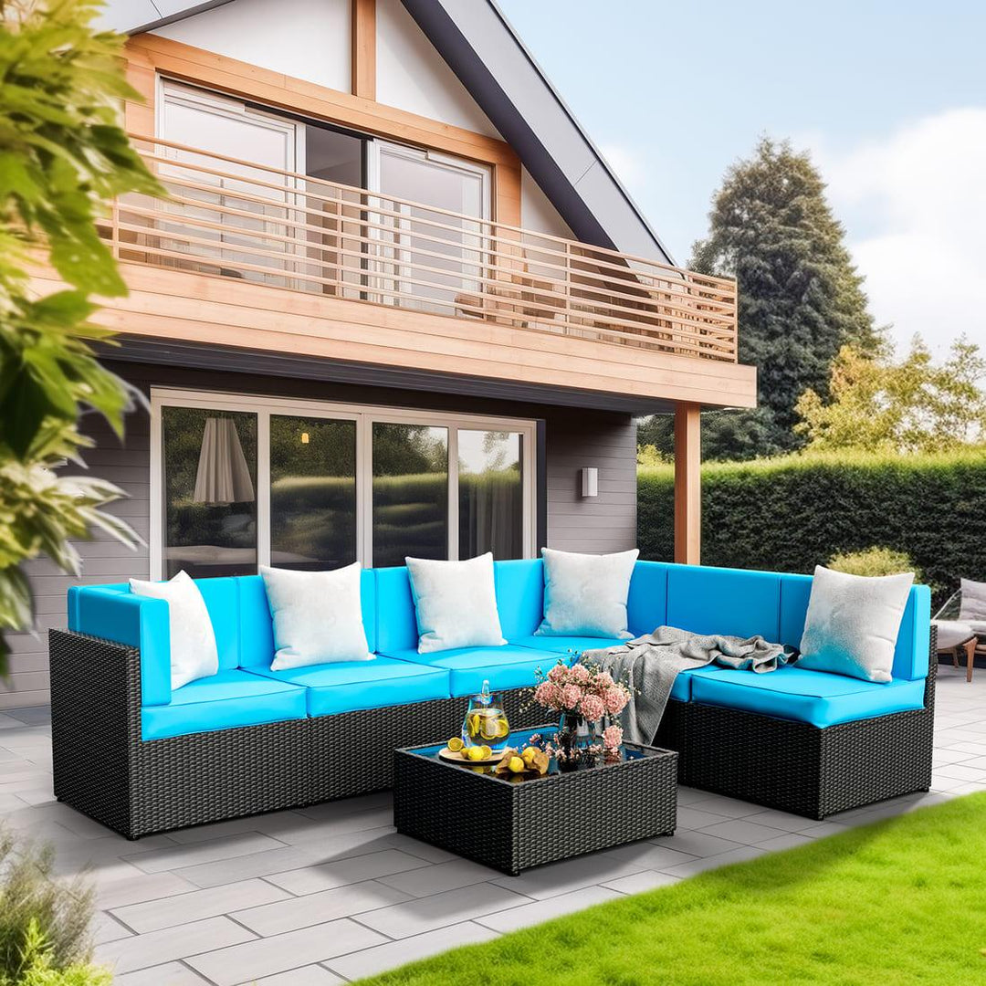 Pamapic Rattan Outdoor Sectional Couch Set  (7 Pieces)