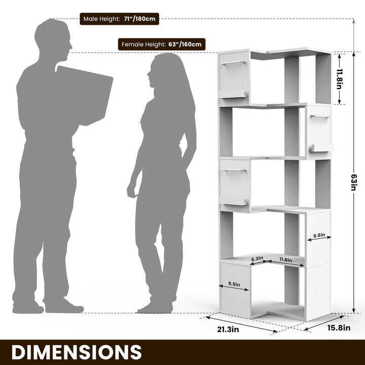 Pamapic 63" Corner Wall Shelf with 5 Tiers