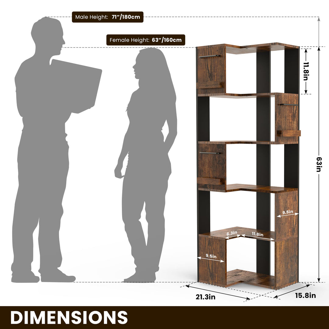 Pamapic 63" Corner Wall Shelf with 5 Tiers