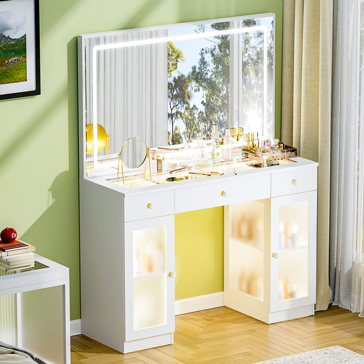 Pamapic Makeup Vanity with Transparent Storage Cabinet