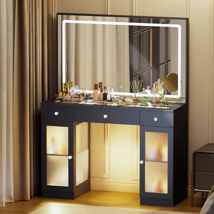 Pamapic Makeup Vanity with Transparent Storage Cabinet