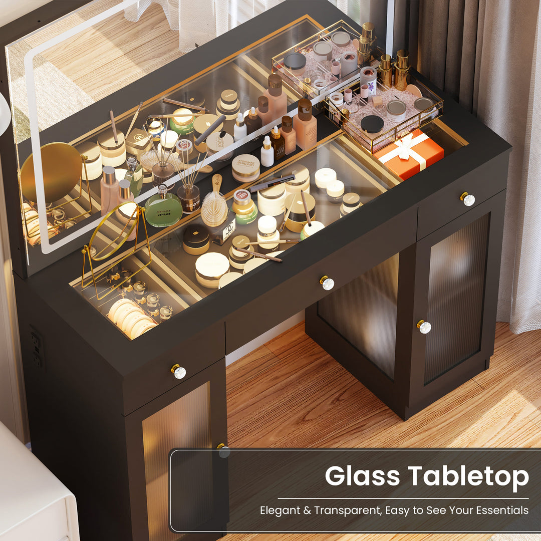 Pamapic Makeup Vanity with Transparent Storage Cabinet