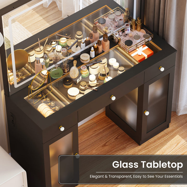Pamapic Makeup Vanity with Transparent Storage Cabinet