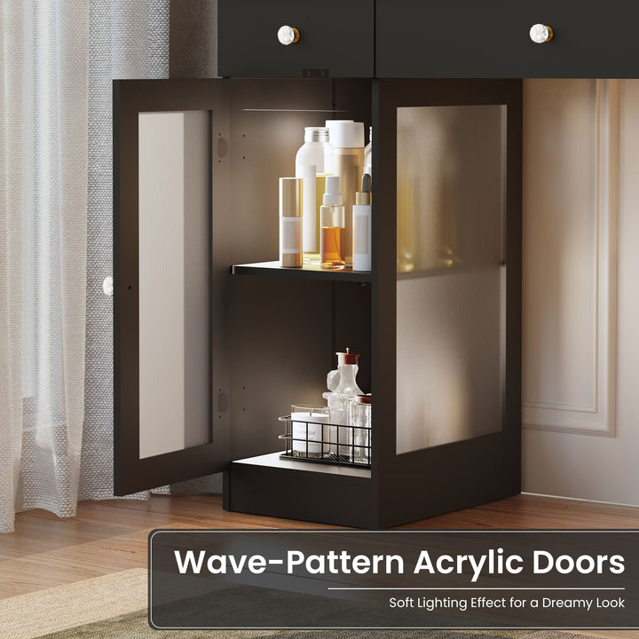 Pamapic Makeup Vanity with Transparent Storage Cabinet