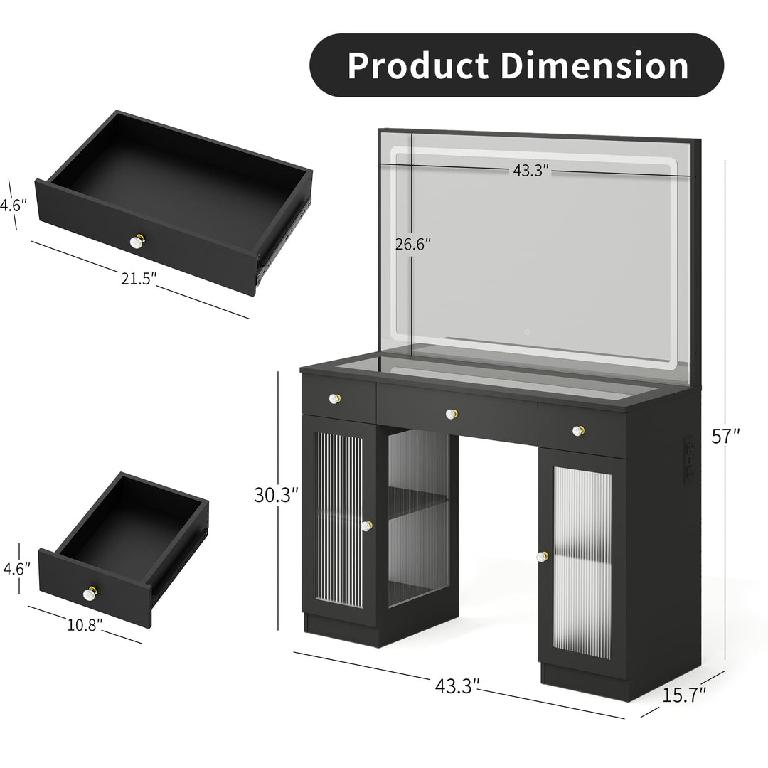 Pamapic Makeup Vanity with Transparent Storage Cabinet