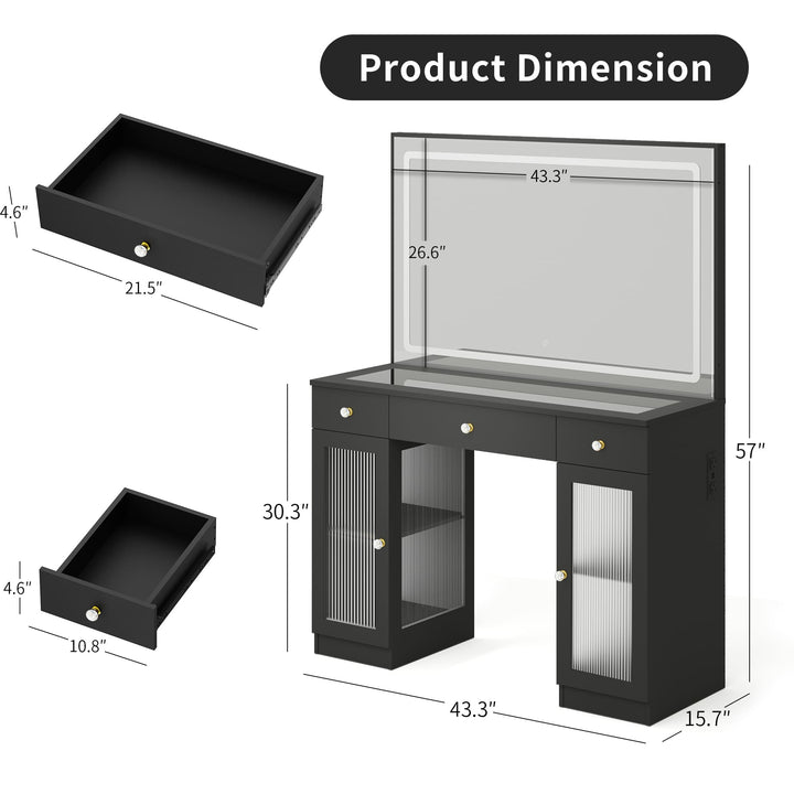 Pamapic Makeup Vanity with Transparent Storage Cabinet