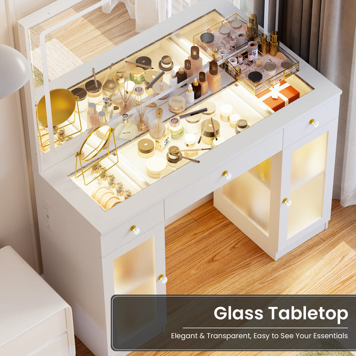 Pamapic Makeup Vanity with Transparent Storage Cabinet