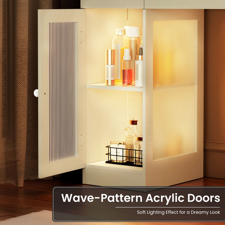 Pamapic Makeup Vanity with Transparent Storage Cabinet