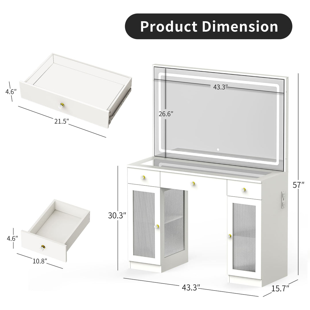 Pamapic Makeup Vanity with Transparent Storage Cabinet