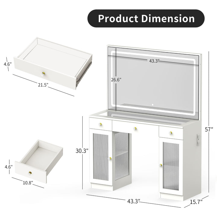 Pamapic Makeup Vanity with Transparent Storage Cabinet