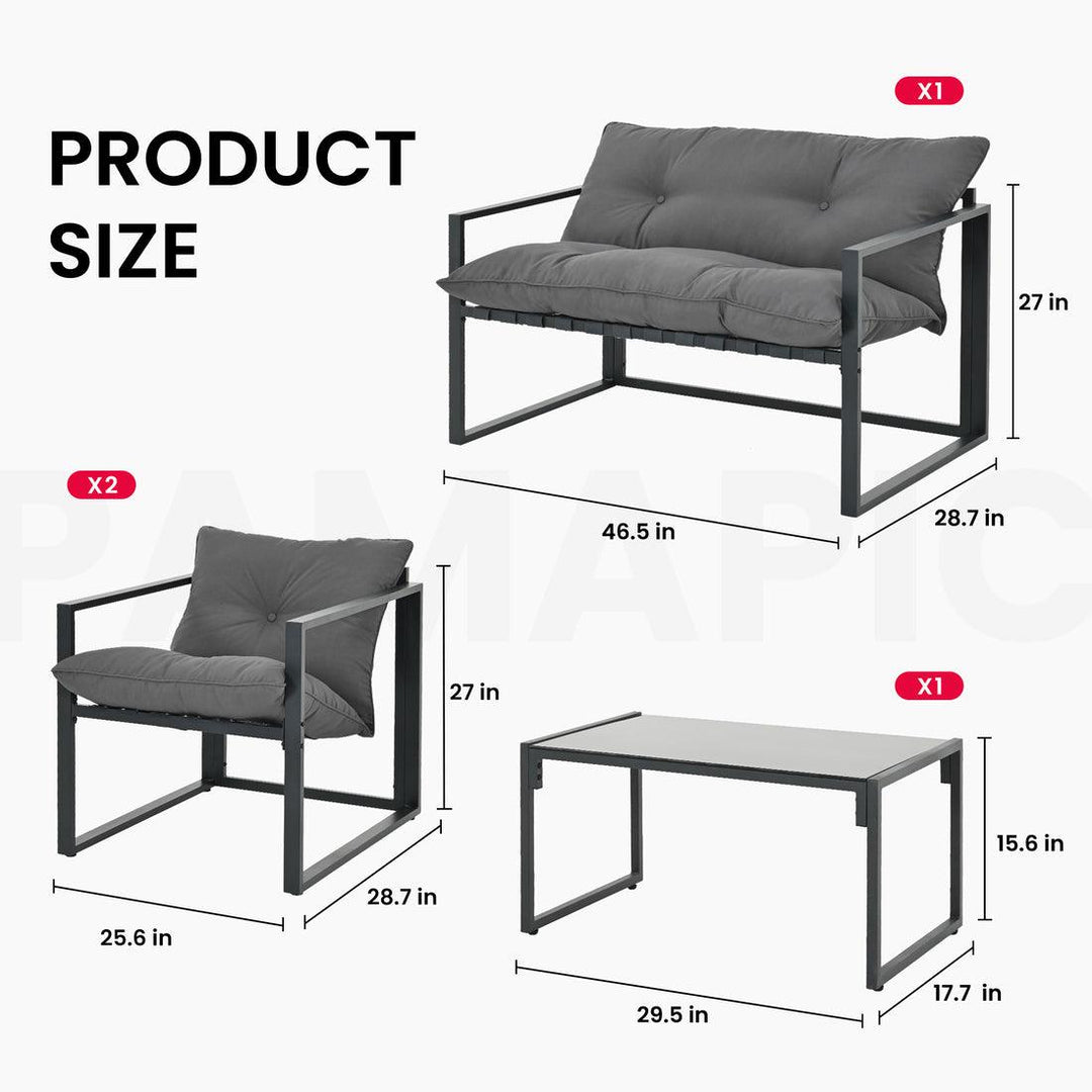 Pamapic 4 Pieces Metal Frame Patio Conversation Set with Cushion