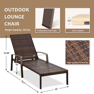 high-quality PE ratten of a patio lounge chair