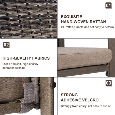 exquisite hand-woven ratten, high-quality fabrics and strong adhesive velcro of a dinning chair
