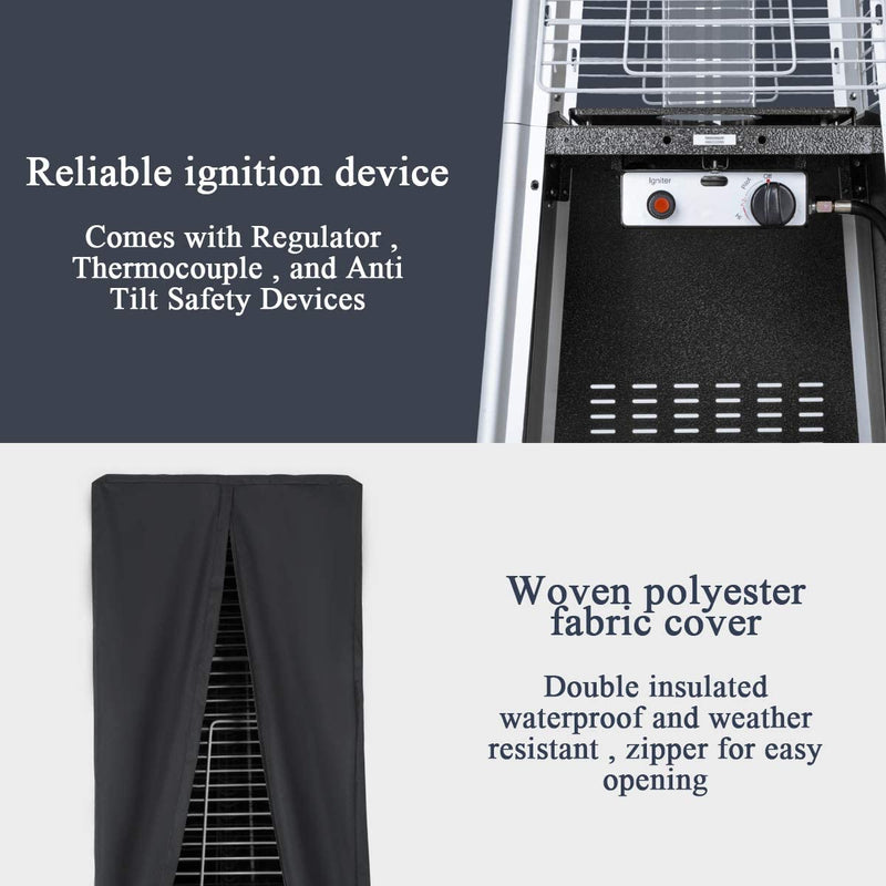 This heater has reliable ignition device and woven polyester fabric cover